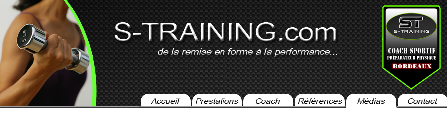 médias et menu de s-training coach sportif à Bordeaux